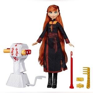 Disney Frozen 2 Long Hair Anna Doll w/Automatic Hair Braiding Tool, Comb & Clips